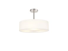 Baymont Polished Chrome 5 Light E27 Semi Flush Fixture, With 45cm x 15cm Faux Silk Shade, White