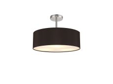 Baymont Polished Chrome 5 Light E27 Drop Flush, With 45cm x 15cm Faux Silk Shade, Black