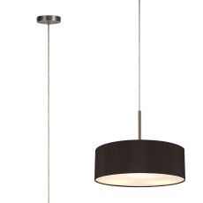 Baymont Satin Nickel  5 Light E27 Single Pendant, With 45cm x 15cm Faux Silk Shade, Black