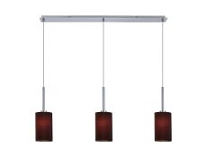 Baymont Polished Chrome 3 Light E27 Linear Pendant, With 12cm x 20cm Faux Silk Shade, Black