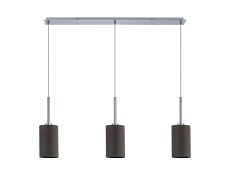Baymont Polished Chrome 3 Light E27  Linear Pendant, With 12cm x 20cm Faux Silk Shade, Grey