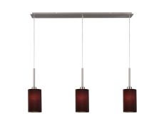 Baymont Satin Nickel 3 Light E27 Linear Pendant, With 12cm Faux Silk Shade, Black