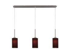 Baymont Satin Nickel 3 Light E27  Linear Pendant, With 12cm Faux Silk Shade, Black