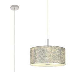 Baymont Polished Chrome 1 Light E27  Single Pendant With 40cm x 18cm Silver Leaf Shade With Frosted/PC Acrylic Diffuser