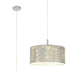 Baymont Polished Chrome  3 Light E27 Single Pendant With 50cm x 20cm Silver Leaf Shade