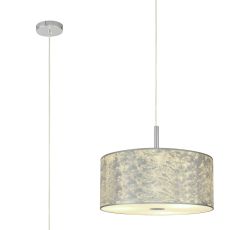 Baymont Polished Chrome  3 Light E27 Single Pendant With 40cm x 18cm Silver Leaf Shade With Frosted/PC Acrylic Diffuser