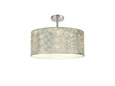 Baymont 50cm Polished Chrome 5 Light E27 Drop Flush With 50cm x 20cm Silver Leaf Shade