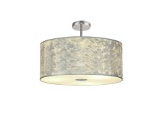Baymont Polished Chrome 5 Light E27 Drop Flush With 60cm x 22cm Silver Leaf Shade With Frosted/PC Acrylic Diffuser