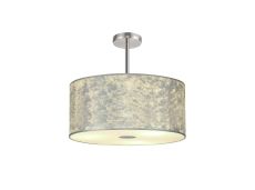 Baymont Polished Chrome 5 Light E27 Semi Flush Fixture With 50cm x 20cm Silver Leaf Shade With Frosted/PC Acrylic Diffuser