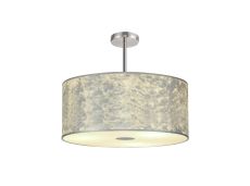 Baymont Polished Chrome 5 Light E27 Semi Flush Fixture With 60cm x 22cm Silver Leaf Shade With Frosted/PC Acrylic Diffuser