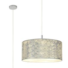 Baymont Polished Chrome  5 Light E27 Single Pendant With 60cm x 22cm Silver Leaf Shade