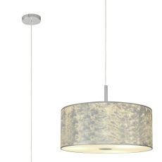 Baymont Polished Chrome  5 Light E27 Single Pendant With 50cm x 20cm Silver Leaf Shade With Frosted/PC Acrylic Diffuser