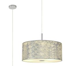 Baymont Polished Chrome  5 Light E27 Single Pendant With 60cm x 22cm Silver Leaf Shade With Frosted/PC Acrylic Diffuser
