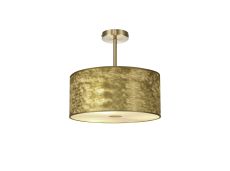Baymont Antique Brass 1 Light E27 Semi Flush Fixture With 40cm x 18cm Gold Leaf Shade With Frosted/AB Acrylic Diffuser