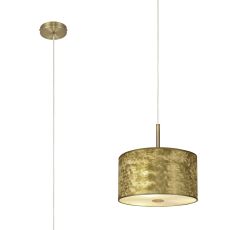 Baymont Antique Brass 1 Light E27  Single Pendant With 30cm x 17cm Gold Leaf Shade With Frosted/AB Acrylic Diffuser