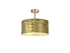 Baymont Antique Brass 3 Light E27 Semi Flush Fixture With 40cm x 18cm Gold Leaf Shade