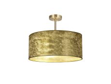 Baymont Antique Brass 3 Light E27 Semi Flush Fixture With 50cm x 20cm Gold Leaf Shade