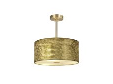 Baymont Antique Brass 3 Light E27 Semi Flush Fixture With 40cm x 18cm Gold Leaf Shade With Frosted/AB Acrylic Diffuser