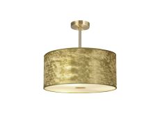 Baymont Antique Brass 3 Light E27 Semi Flush Fixture With 50cm x 20cm Gold Leaf Shade With Frosted/AB Acrylic Diffuser