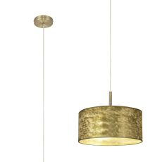 Baymont Antique Brass  3 Light E27 Single Pendant With 40cm x 18cm Gold Leaf Shade