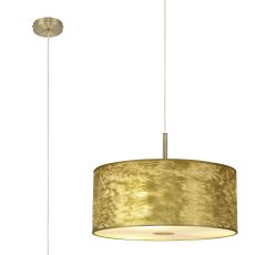 Baymont Antique Brass  3 Light E27 Single Pendant With 50cm x 20cm Gold Leaf Shade With Frosted/AB Acrylic Diffuser