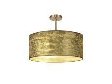 Baymont 40cm Antique Brass 5 Light E27 Semi Flush Fixture With 50cm x 20cm Gold Leaf Shade