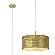 Baymont Antique Brass  5 Light E27 Single Pendant With 50cm x 20cm Gold Leaf Shade