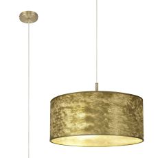 Baymont Antique Brass  5 Light E27 Single Pendant With 60cm x 22cm Gold Leaf Shade