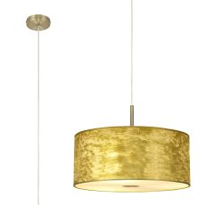 Baymont Antique Brass  5 Light E27 Single Pendant With 50cm x 20cm Gold Leaf Shade With Frosted/AB Acrylic Diffuser