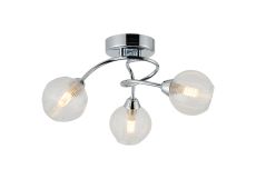 Beatrix 36cm Round Flush Ceiling, 3 x G9, Polished Chrome/Clear Glass