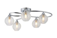 Beatrix 47.5 x 41cm Flush Ceiling, 5 x G9, Polished Chrome/Clear Glass