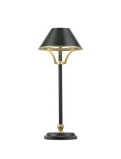 Nuve Rechargeable Battery Operated Table Lamp, 1.8W LED, 3000K, 160lm, 3-Step Dimming, Dark Green/Gold, 3yrs Warranty