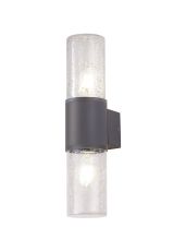 Pizzasy Wall Lamp 2 x E27, IP54, Anthracite/Crackled Clear, 2yrs Warranty