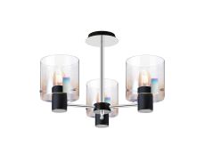 Brandroot 54cm Semi Flush Light, 3 x E27, Black/Iridescent Fade Glass