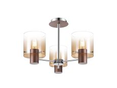 Brandroot 54cm Semi Flush Light, 3 x E27, Mocha/Amber Fade Glass