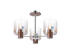 Brandroot 54cm Semi Flush Light, 3 x E27, Mocha/Iridescent Fade Glass