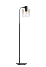 Brandroot Large Floor Lamp, 1 Light E27, Black / Amber Fade Glass