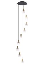 Brandroot 80cm Round Pendant, 9 Light Adjustable E27, Brass/Sand Black/Iridescent Fade Glass Item Weight: 22kg