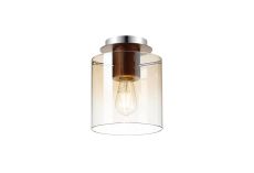 Brandroot 20cm Round Ceiling Flush, 1 Light Flush Fitting E27, Mocha/Amber Fade Glass