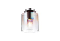 Brandroot 20cm Round Ceiling Flush, 1 Light Flush Fitting E27, Mocha/Iridescent Fade Glass