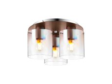 Brandroot 37cm Round Ceiling Flush, 3 Light Flush Fitting, Mocha/Iridescent Fade Glass