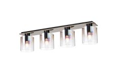 Brandroot Linear Ceiling Flush, 4 Light Flush Fitting, Black/Iridescent Fade Glass