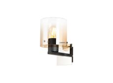 Brandroot Single Switched Wall Lamp, 1 Light, E27, Black/Amber Fade Glass
