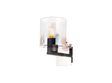 Brandroot Single Switched Wall Lamp, 1 Light, E27, Black/Iridescent Fade Glass