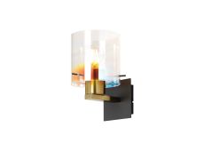 Brandroot Single Switched Wall Lamp, 1 Light, E27, Brass/Sand Black/Iridescent Fade Glass