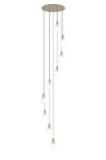 Brandroot Ribbed 86cm Round Pendant, 9 Light Adjustable E27, Light Gold/Frosted/Clear Wide Line Glass Item Weight: 21kg