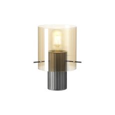 Brandroot Ribbed Table Lamp, 1 Light E27, Dark Grey/Amber Narrow Line Glass