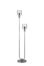 Brandroot Ribbed Stepped Floor Lamp, 2 Light E27, Dark Grey/Smoke Wide Line Glass