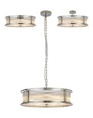 Lyon 65cm Round Flush/Semi Ceiling/Pendant Convertible, 8 x E14, Polished Chrome/Clear Glass