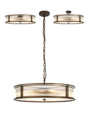 Lyon 80cm Round Flush/Semi Ceiling/Pendant Convertible, 10 x E14, Bronze/Clear Glass